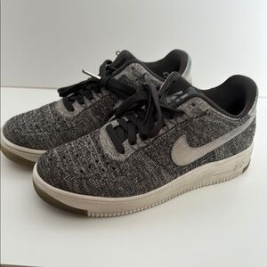 Nike Air Force 1 Flyknit Black and Gray Knit Sneakers